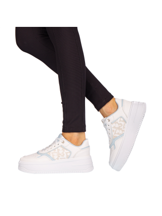 Γυναικεία Αθλητικά Παπούτσια, Γυναικεία αθλητικά παπούτσια Asiona λευκά με μπλε - Kalapod.gr